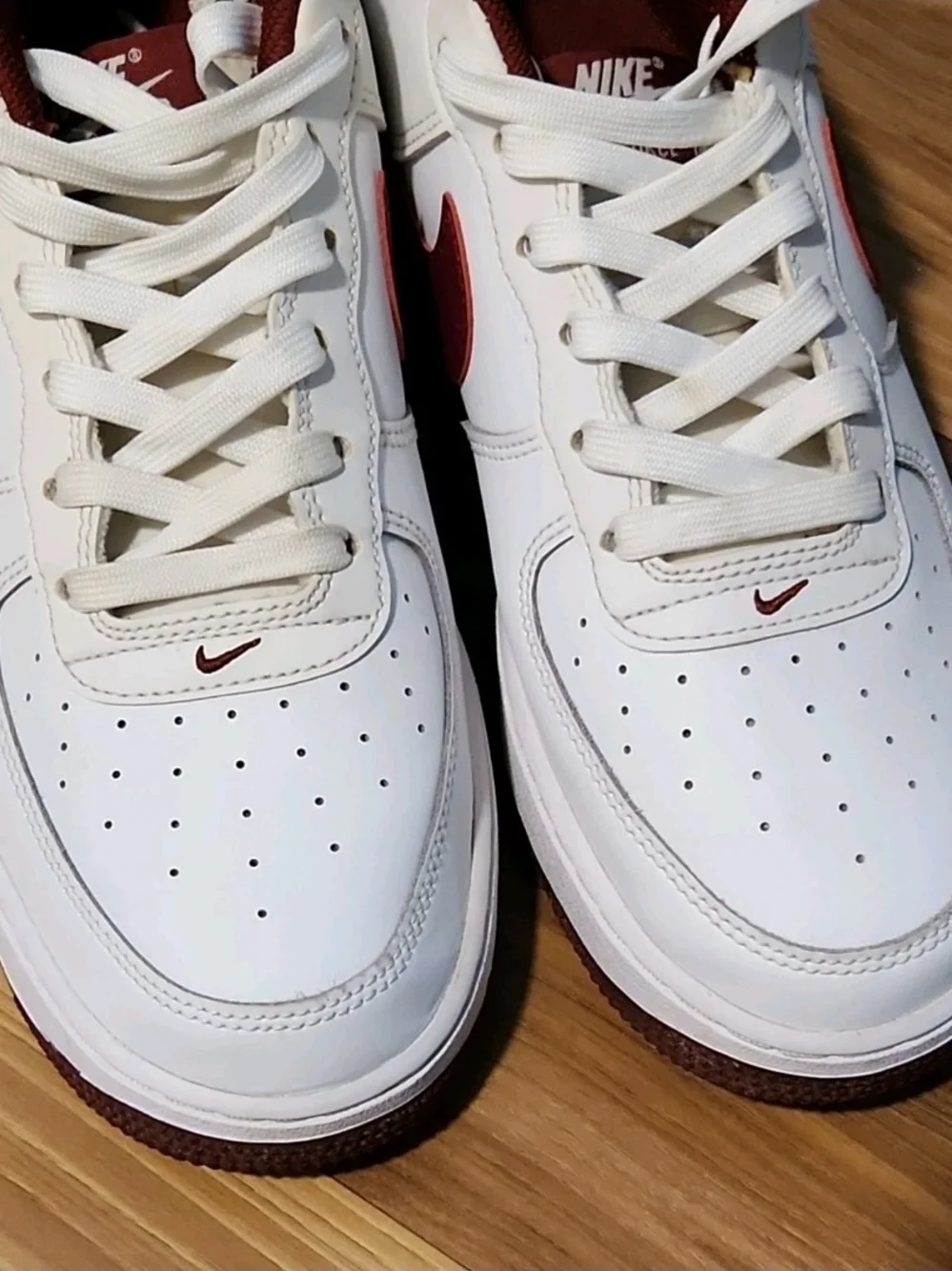 Size 7 Youth Nike Air Force 1 GS 'White Team Red'  No Box Used